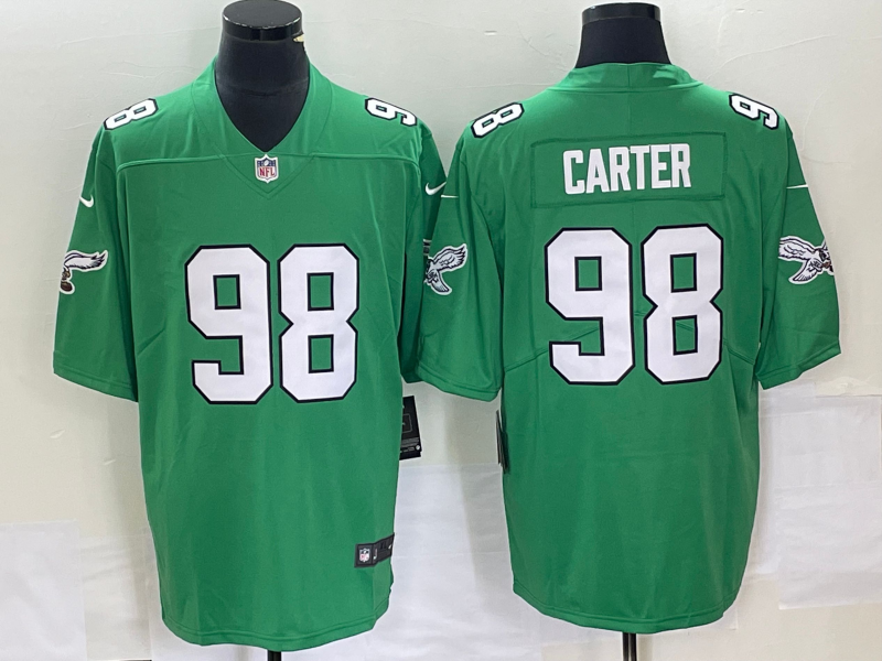 Men's Philadelphia Eagles #98 Jalen Carter Green Stitched Football Jersey Men's Philadelphia Eagles #98 Jalen Carter Green Stitched Football Jersey